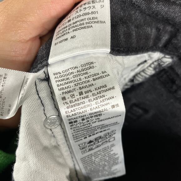 Levi’s 505 Jeans Mens Size 34x32 Black Straight Fit Washed Denim Casual Pants - Picture 6 of 10